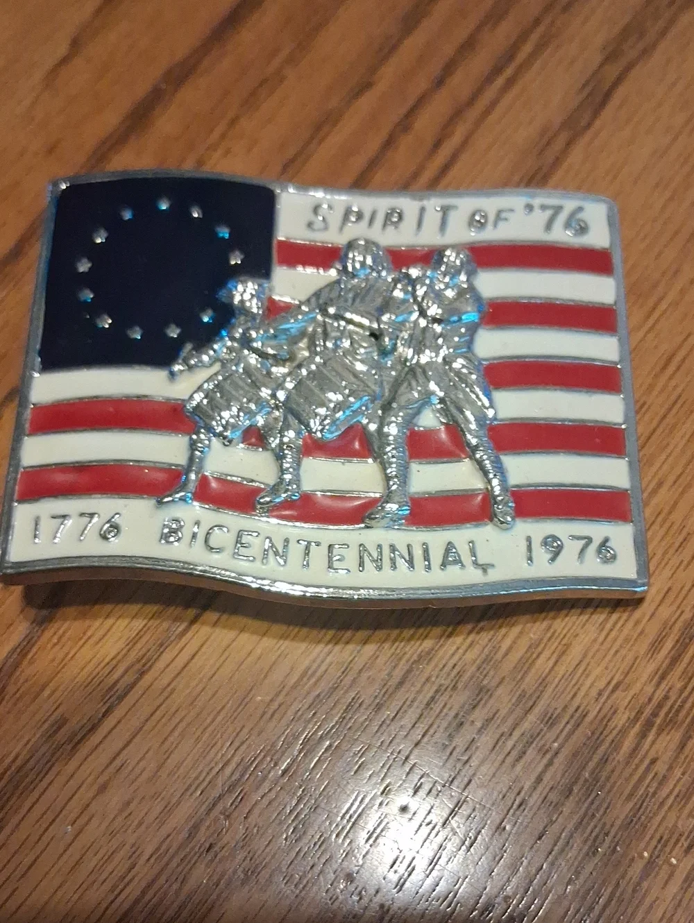 Bicentennial Flag Belt Buckle - Red, White & Blue